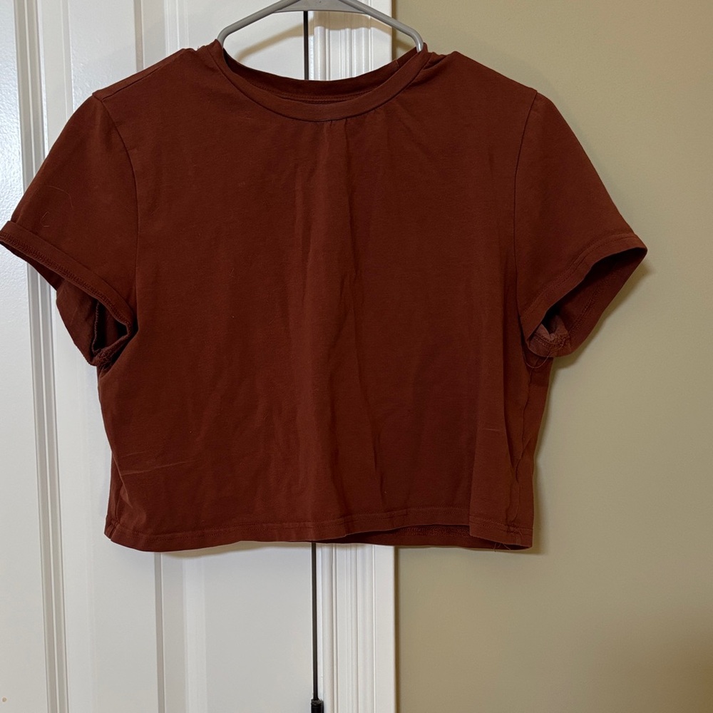 Women's Cropped Crewneck Tee - Rust